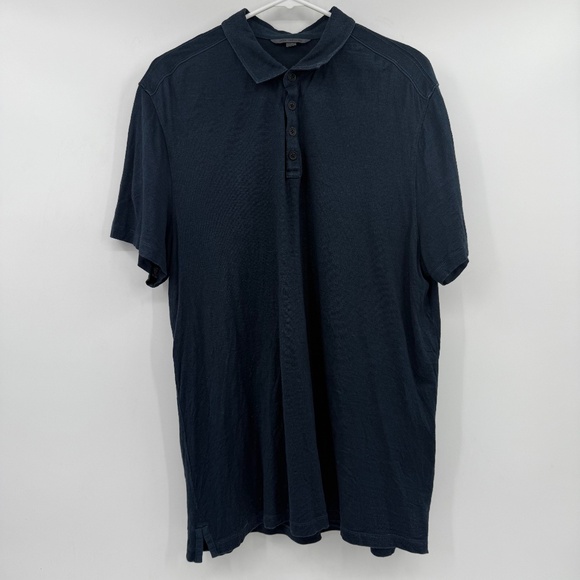 John Varvatos Other - John Varvatos Polo Shirt Men XL Blue Silk Cotton Blend Short Sleeves Casual